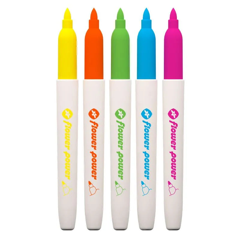 MARCADORES PERMANENTE FLOWER POWER FLUORESCENTES X 5