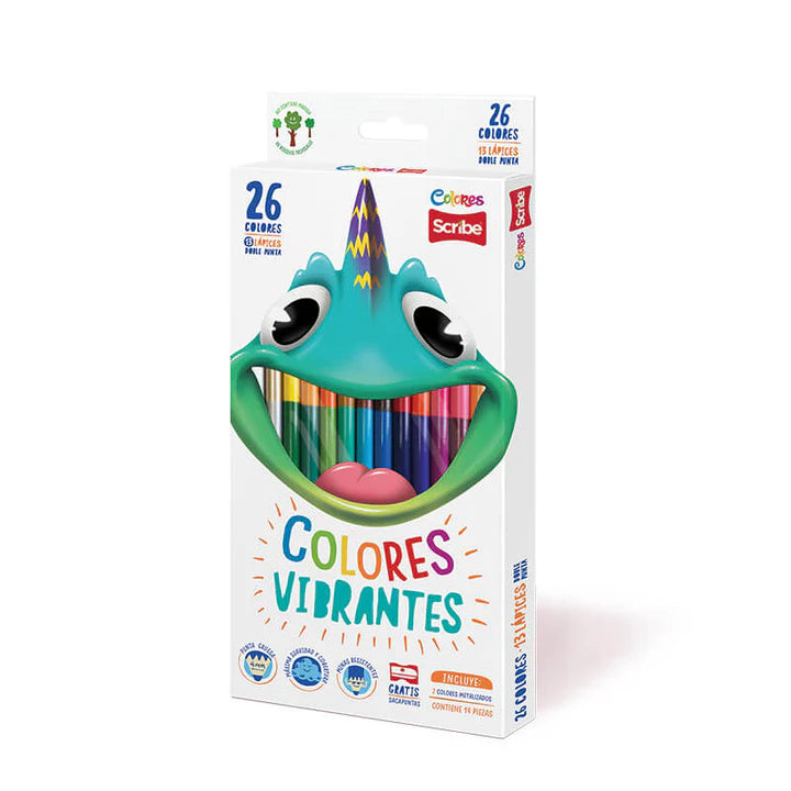 COLORES SCRIBE DOBLE PUNTA 13 LAPICES - 26 COLORES