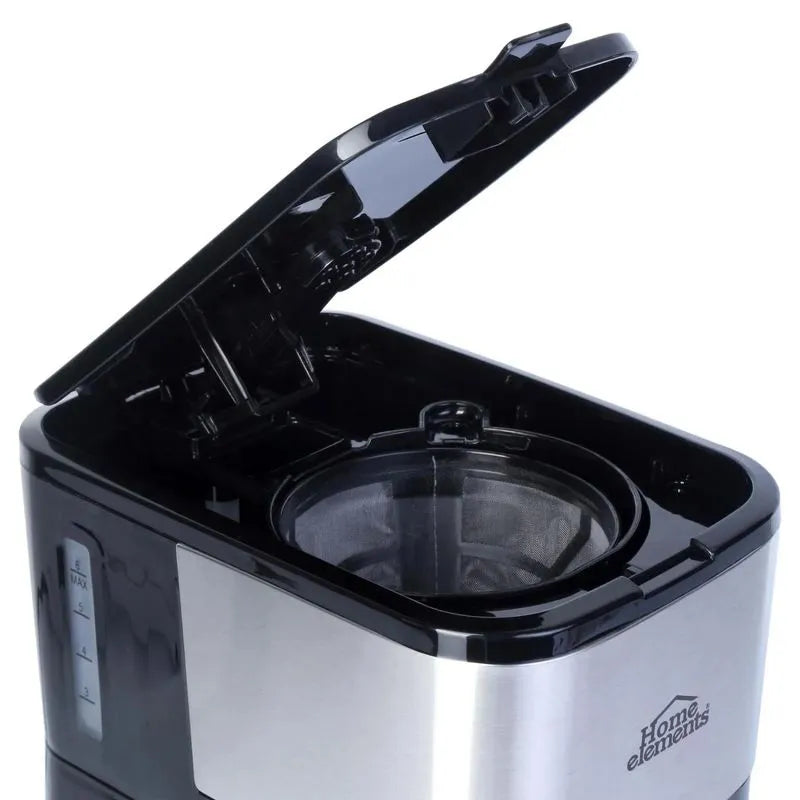 CAFETERA 6 TAZAS NEGRA VIDRIO HOME ELEMENTS