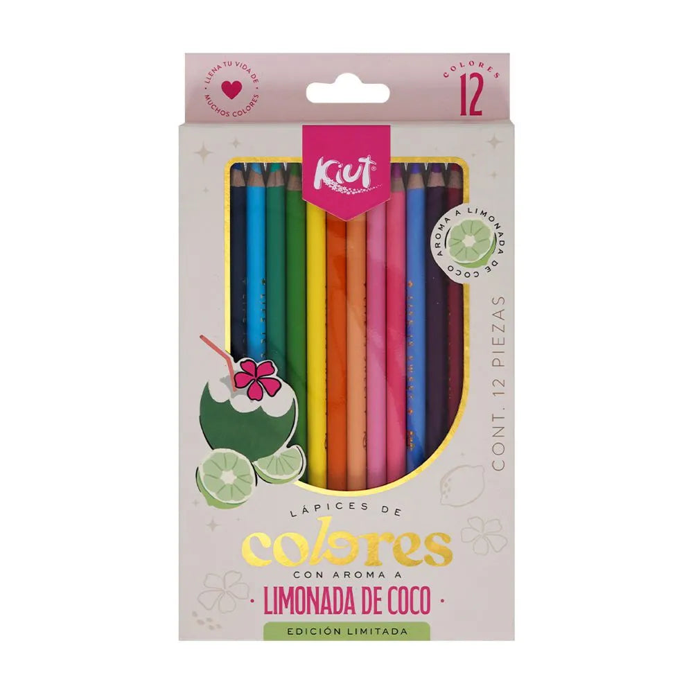 COLORES KIUT CON  AROMA LIMONADA DE COCO X12 COLORES