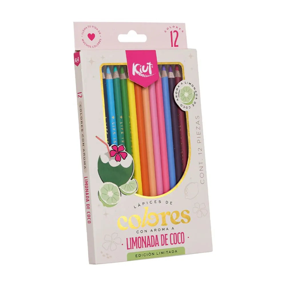 COLORES KIUT CON  AROMA LIMONADA DE COCO X12 COLORES
