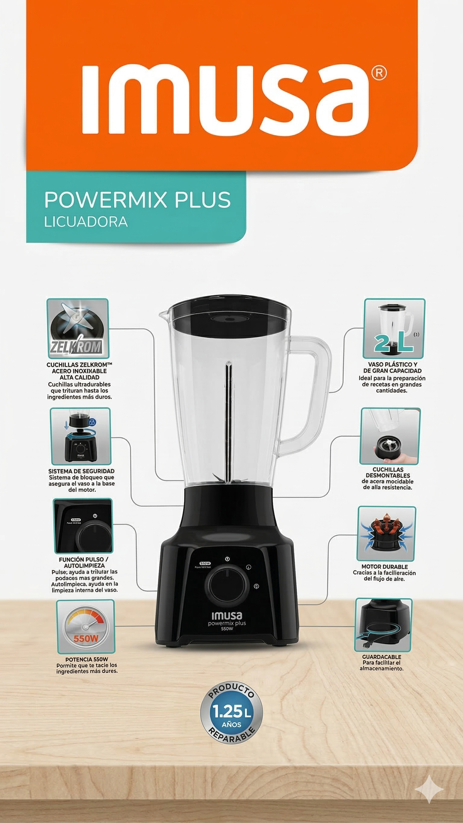 LICUADORA IMUSA POWER MIX PLUS