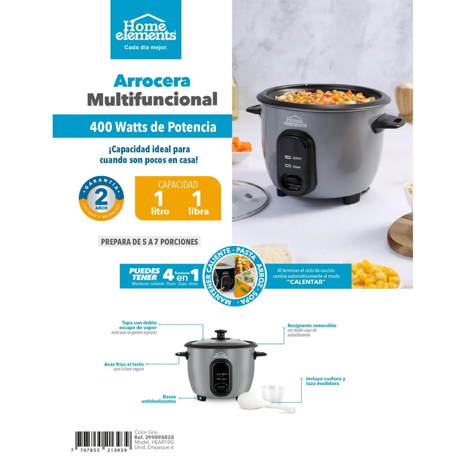 OLLA ARROCERA MULTIFUNCIONAL HOME ELEMENTS  1 LITRO