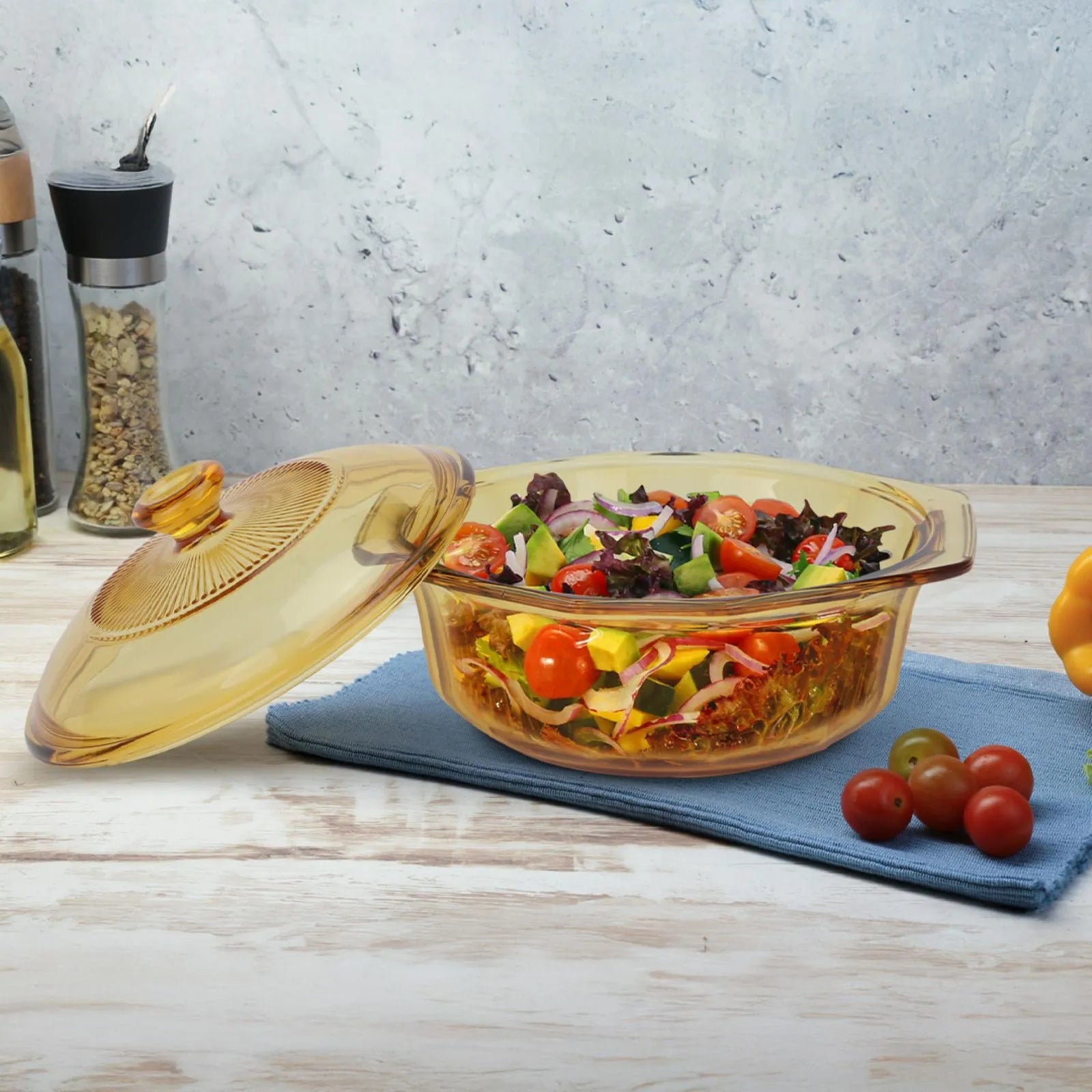 OLLA REFRACTARIA DE VIDRIO 1 LITRO CON TAPA