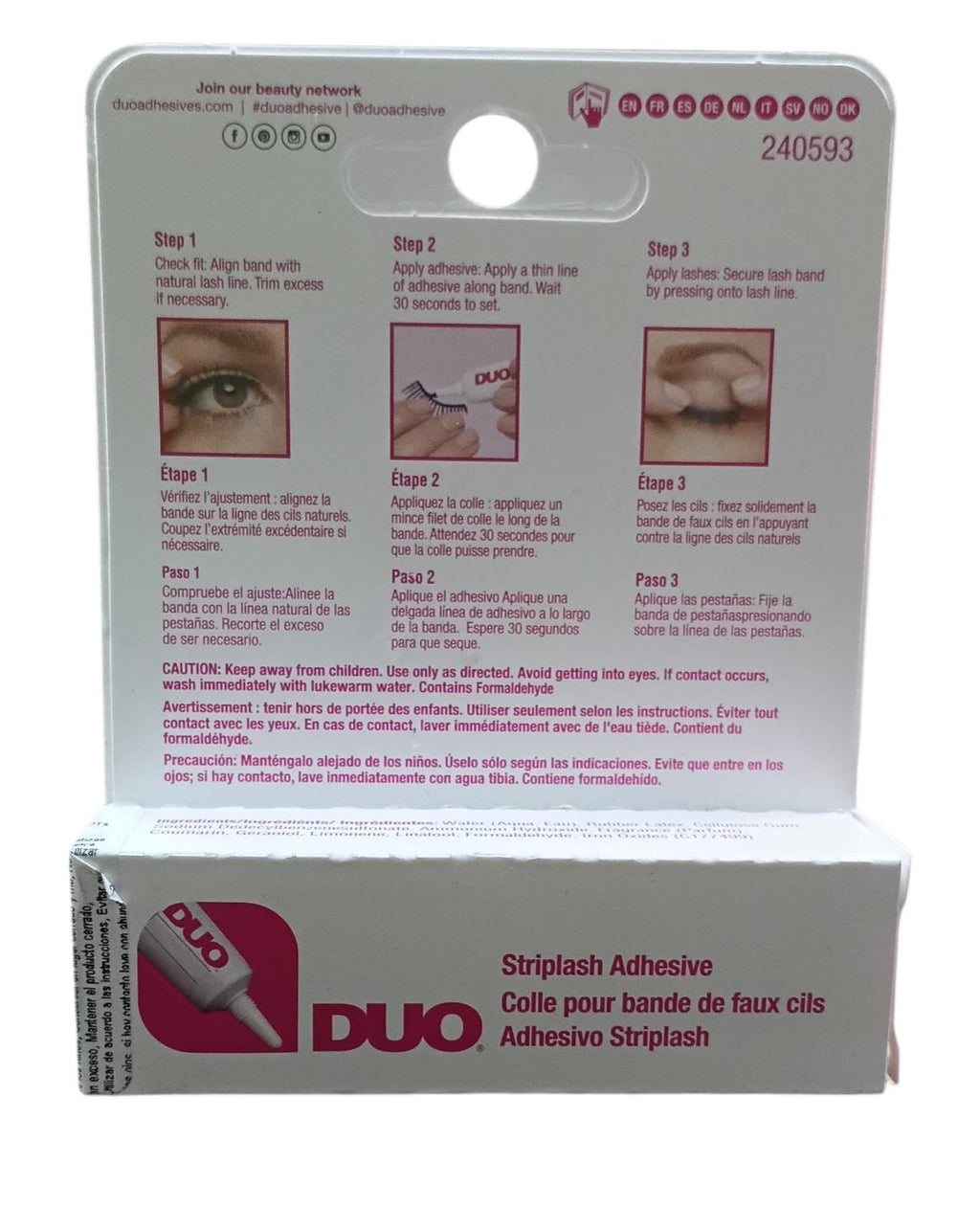 PEGANTE PARA PESTAÑAS DUO TRANSPARENTE (ROSADO) 7G