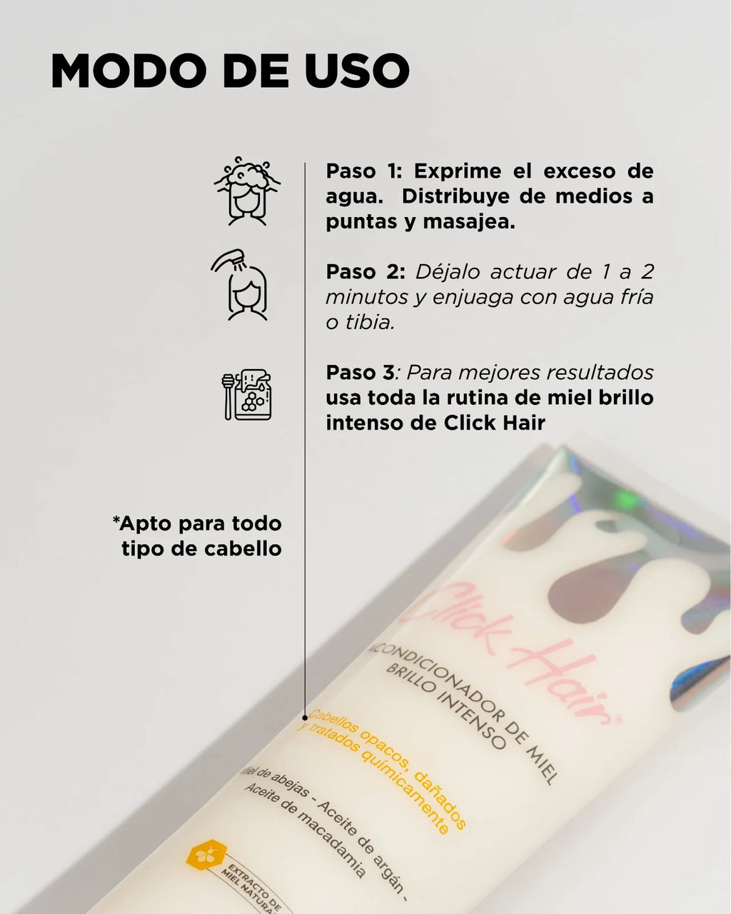 ACONDICIONADOR DE MIEL BRILLO INTENSO CLICK HAIR 300ML