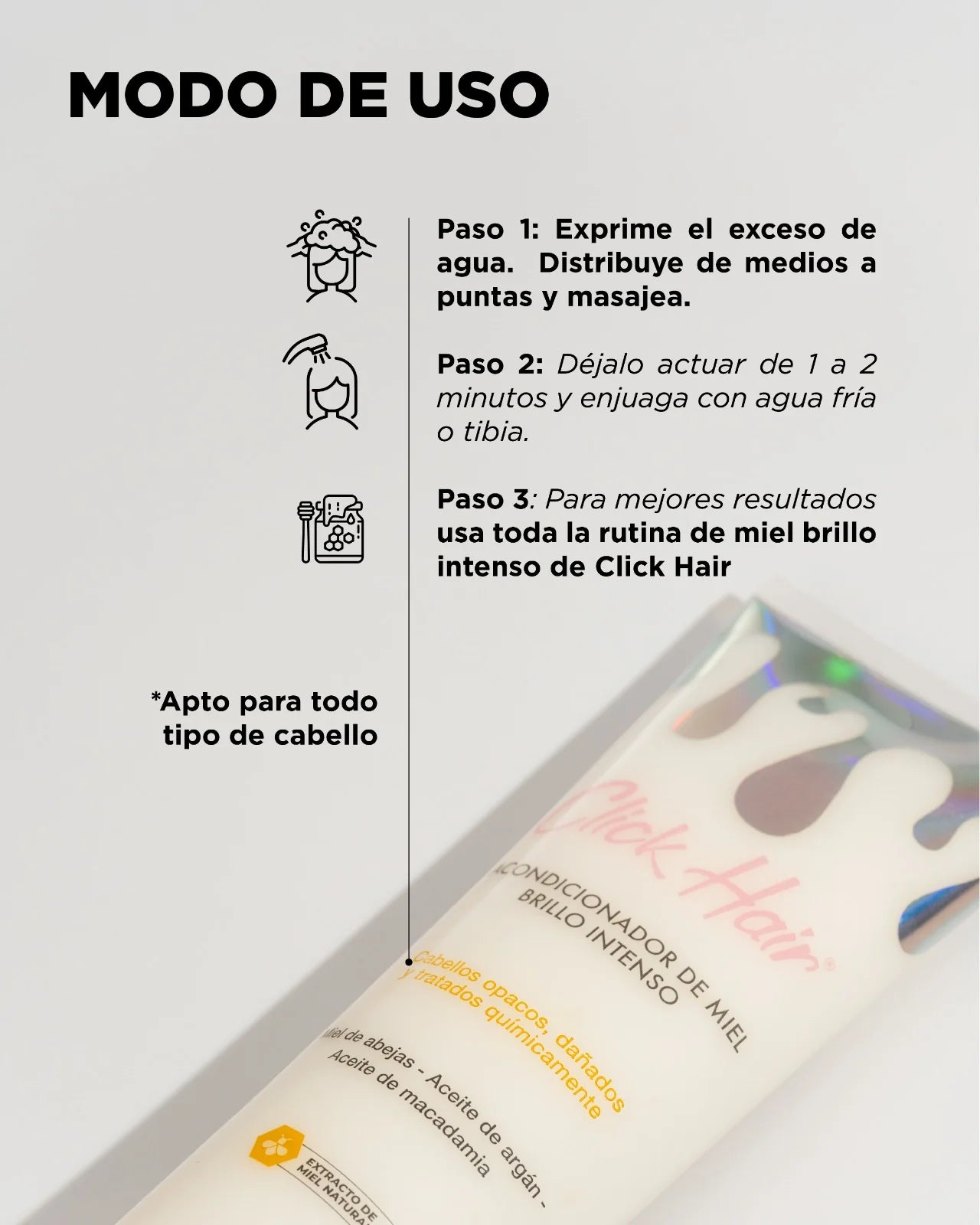 ACONDICIONADOR DE MIEL BRILLO INTENSO CLICK HAIR 300ML