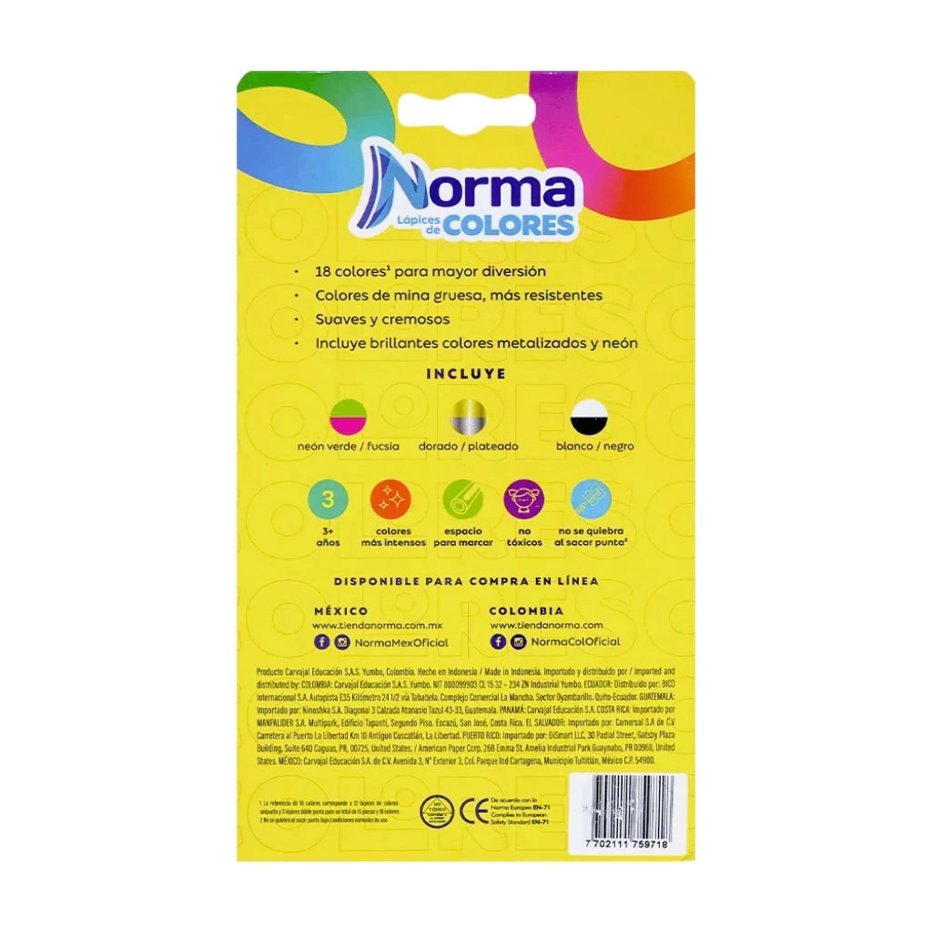 COLORES LARGOS NORMA TRADICIONALES X18